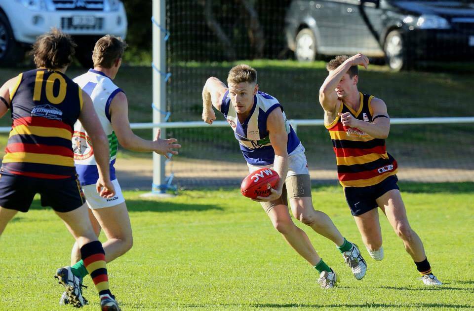SWING MAN: Kaniva-Leeor United's James Turner moved forward to kick six goals on Saturday. Picture: STEVE BROWN