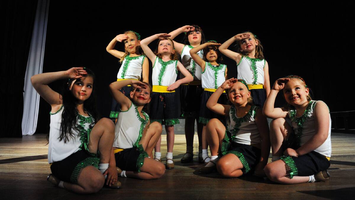 READY TO SHINE: The Dancers Zone students gear up for their concert on Sunday. Back row from left are, Chloe Reinheimer, Layla Preston, Chloe Jennings-Tyson, Marley Walkter and Leni Hopper, front, Mikayla Wright, Marli Adams, Ellie Slorach and Georgia Rabl. Picture: PAUL CARRACHER