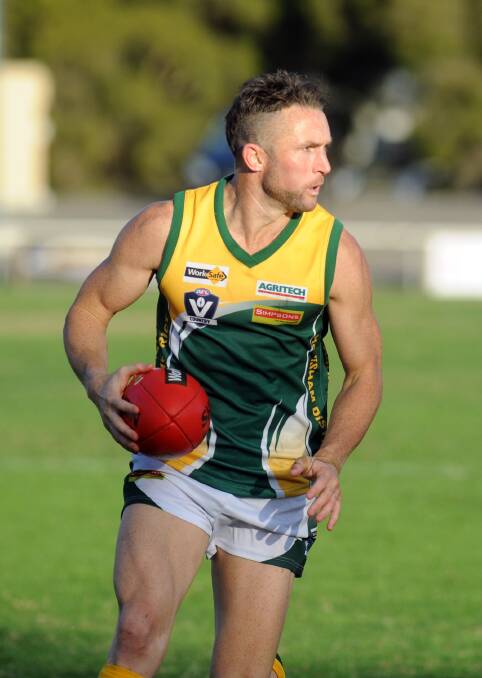 OUTSTANDING: Roos coach Brent Forsyth, pictured in HDFNL interleague action, was a force in Harrow-Balmoral's win over Rupanyup on Saturday. Picture: PAUL CARRACHER