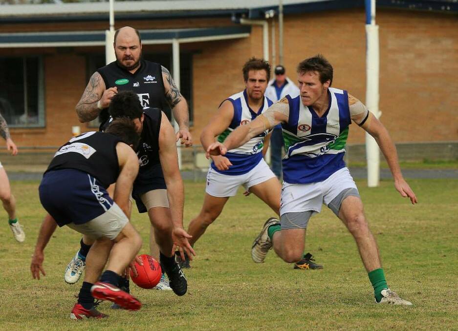 Kaniva-Leeor United captain Jonno Hicks could miss finals after he broke his ankle in a match against Lucindale on Saturday. Picture: STEVE BROWN