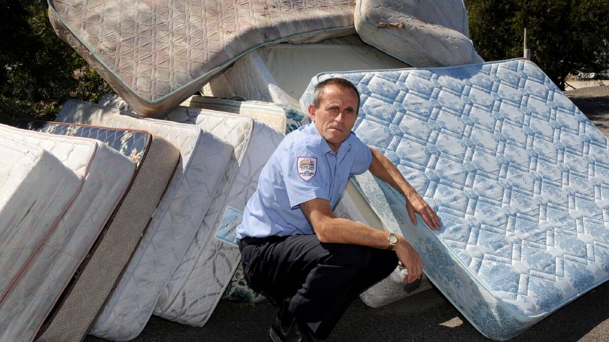 DISGUSTED: Horsham Rural City Council local laws co-ordinator Maurice Rudolph is investigating illegal dumping of rubbish after mattresses were found near the city’s transfer station on Monday. Picture: SAMANTHA CAMARRI