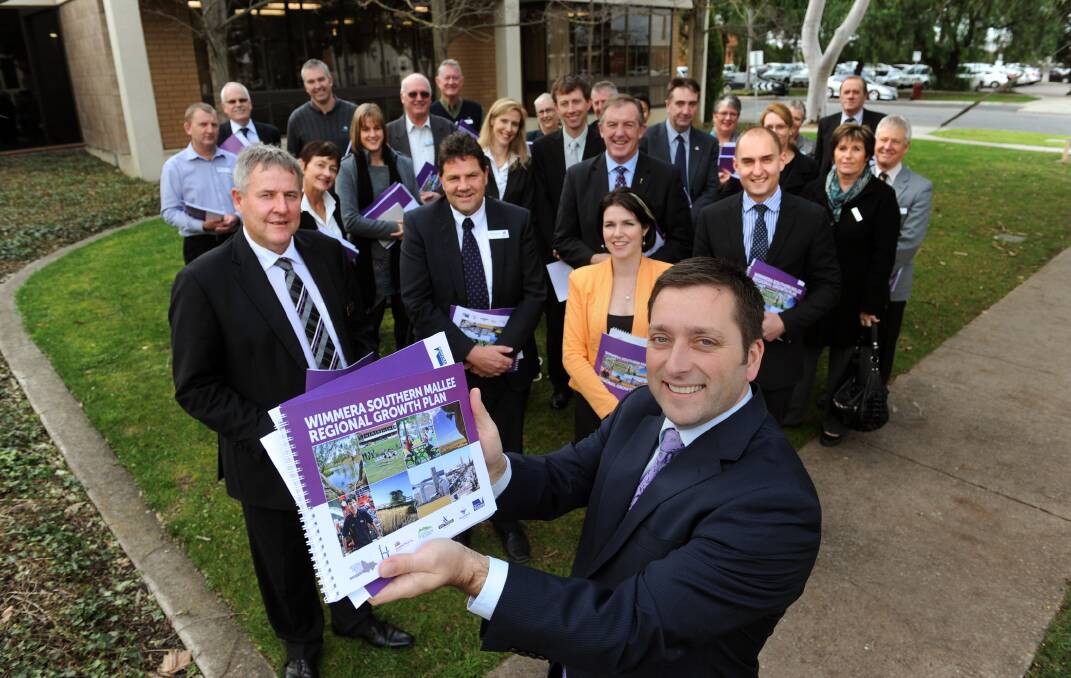 MOVING FORWARD: Victorian Planning Minister Matthew Guy launches the Wimmera Southern Mallee Regional Growth Plan with representatives from Wimmera councils and organisations. Picture: PAUL CARRACHER