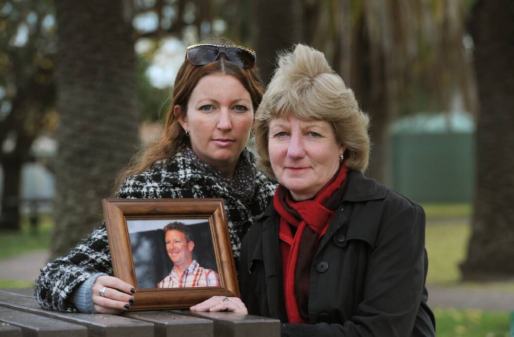 IN HIS MEMORY: Horsham’s Sallie Millington and her mother Margaret Millington of Nhill, pictured in 2012, are lobbying for a real-time monitoring system to prevent people addicted to prescription medication from ‘doctor shopping’. Sallie’s brother and Margaret’s son, Simon, died after a prescription drug overdose in February, 
2010. Picture: PAUL CARRACHER