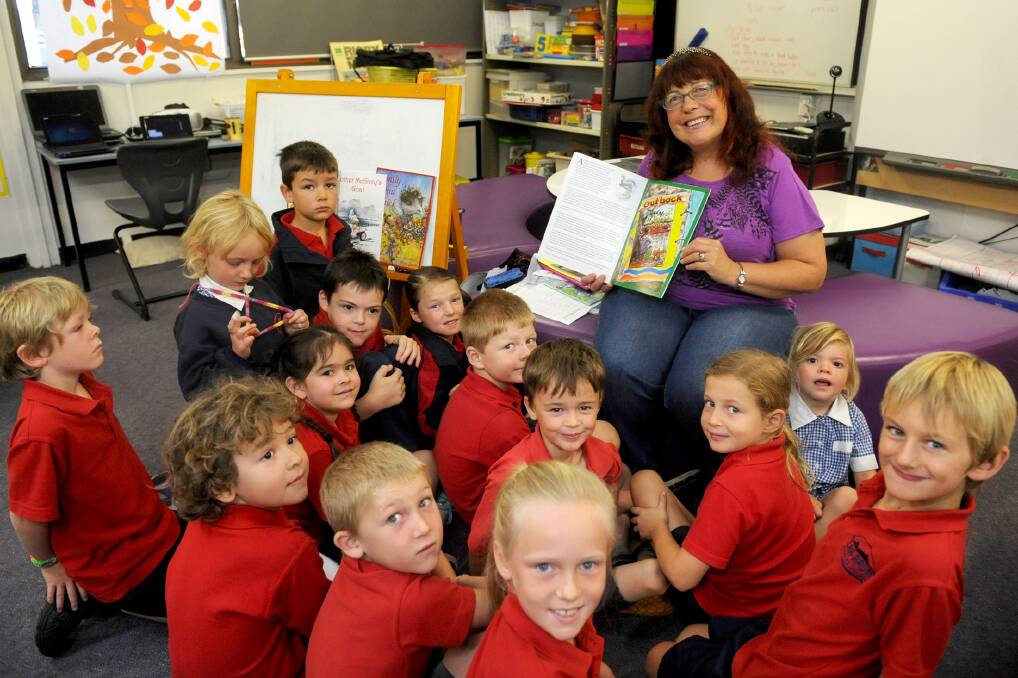 READING: Author Susie Sarah reads her new book Jumping Jack Jones to prep, grade one and grade two pupils at Laharum Primary School. Picture: SAMANTHA CAMARRI