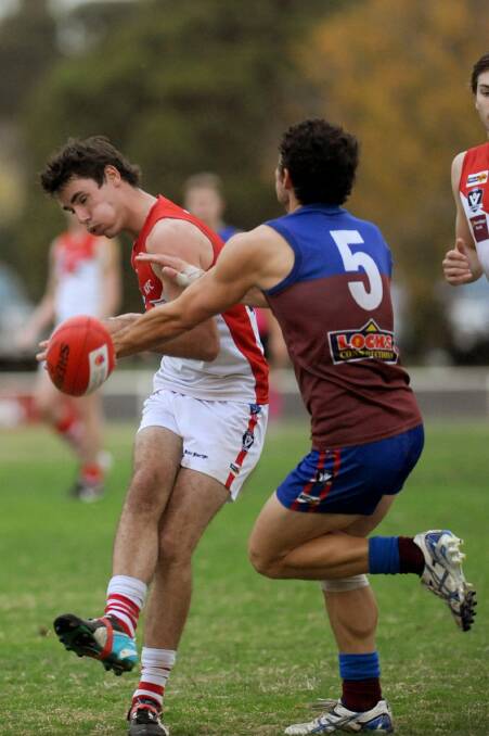 Ararat defender Brady Miller, pictured against Horsham Demons, was important in the team's win over Stawell on Sunday. Picture: SAMANTHA CAMARRI