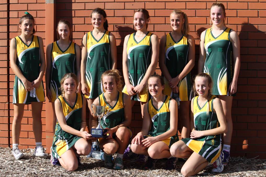15 AND UNDER: The winning Horsham team. From back left, Maddi Focroul, Tiffany Cardnell, Tara Jasper, Laetitia Lees, Lucy Brand and Sacha McDonald; front, Jess Cowan, Rebecca Francis, Nashira Lees and Molly Mitchell.