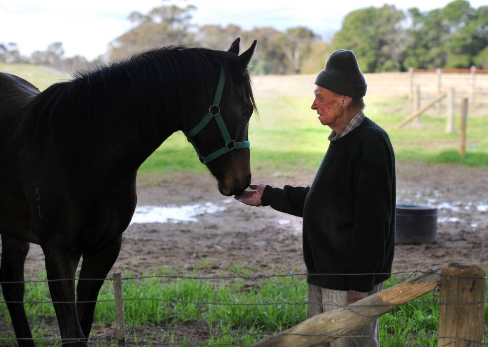 Worrall Dunn with She’s Archie’s daughter to Bel Esprit, the sire of champion racehorse Black Caviar in 2013. Picture: PAUL CARRACHER