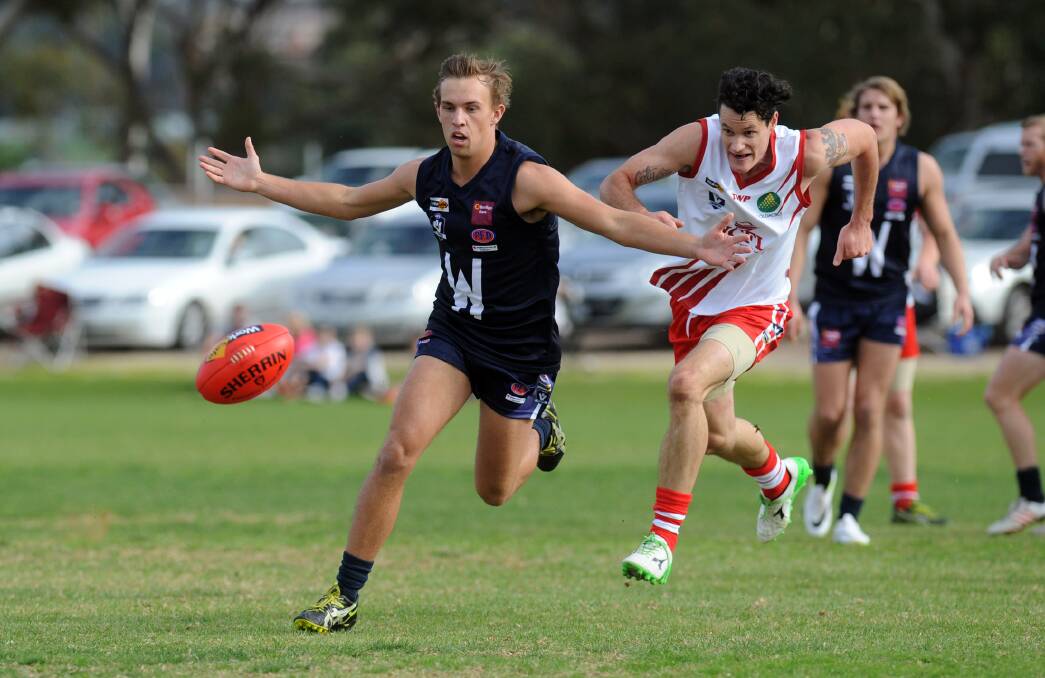 Big W's Jake Peters races away from North Central's Danny Benaim during interleague earlier this year. Picture: PAUL CARRACHER