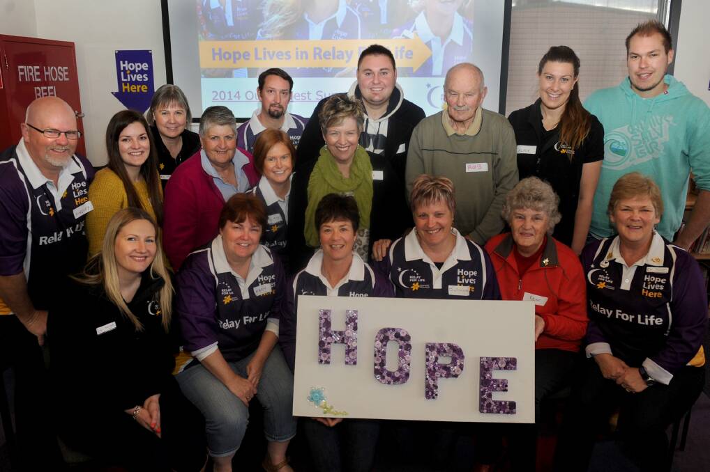 HOPE: Horsham and Ballarat Relay for Life committee members and Cancer Council Victoria staff take a break during the Western Region Leadership Summit in Horsham on Saturday. Picture: SAMANTHA CAMARRI