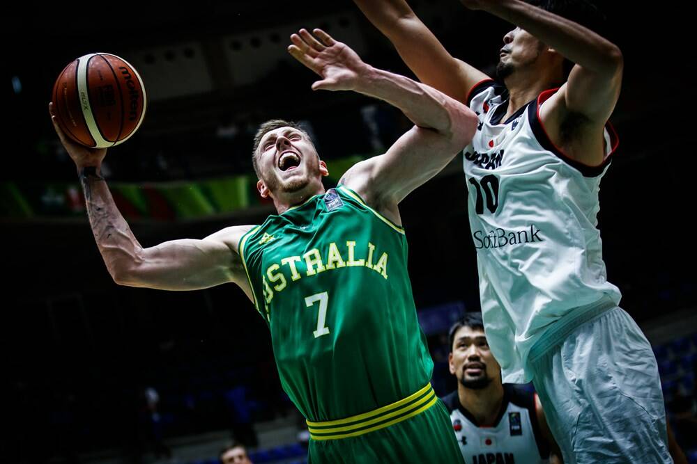 Mitch Creek drives to the basket during the Asian Cup. Picture: FIBA