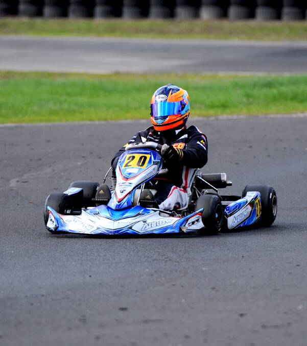 Remo Luciani practices on his home track at the Wimmera Kart Club.