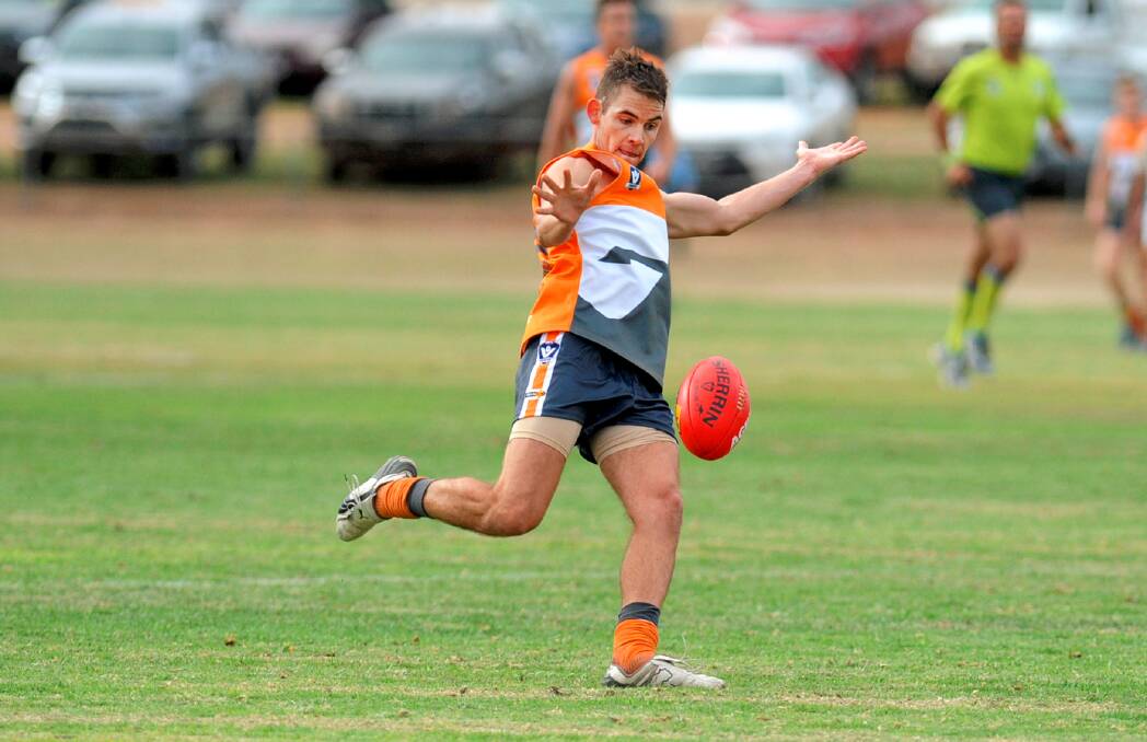 HARD: Coleman Schache expects Liam Price to have a big impact for the Southern Mallee Giants in round one. Picture: SAMANTHA CAMARRI