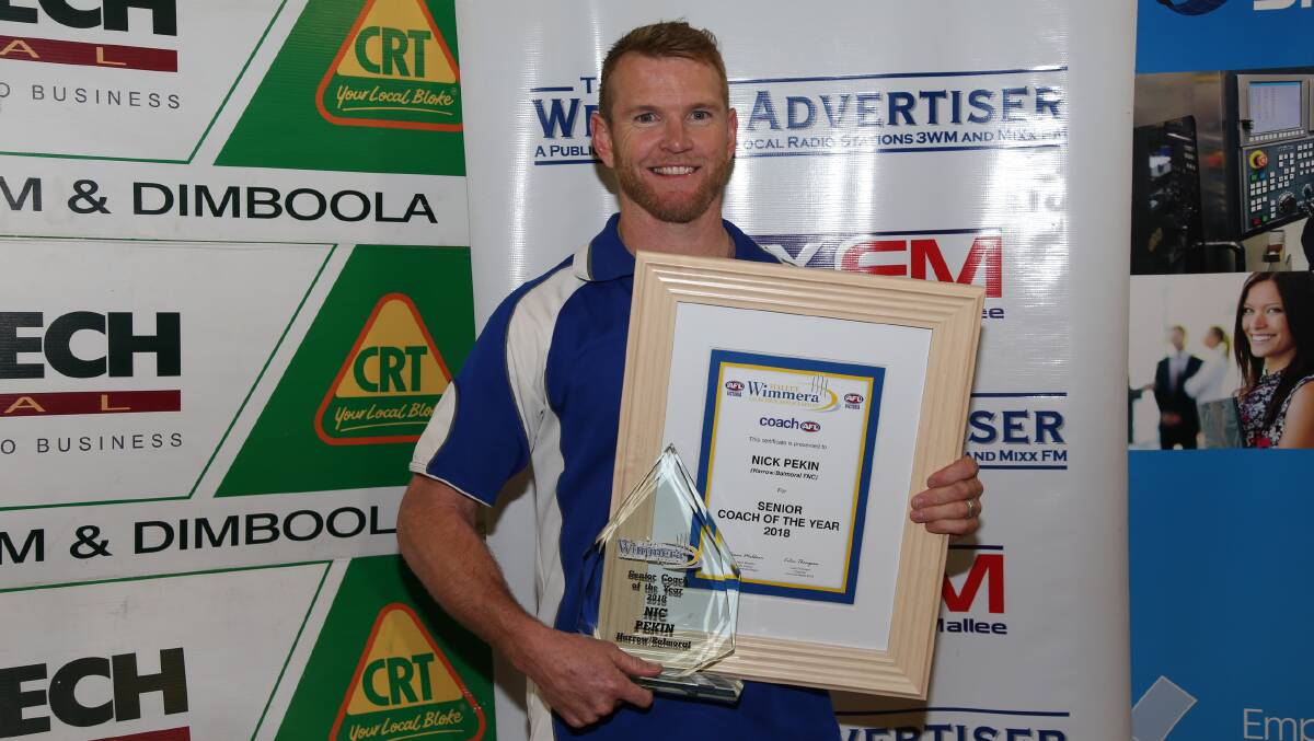 LEADER: Nick Pekin was judged to be the AFL Wimmera-Mallee senior coach of the year for 2018. Picture: PETER PICKERING