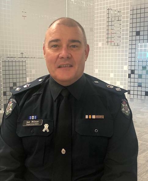 POLICE CEREMONY: Wimmera superintendent Ian Milner paid his respects with a wreath laying ceremony at the front of the Ararat Police Station. Picture: SUPPLIED 