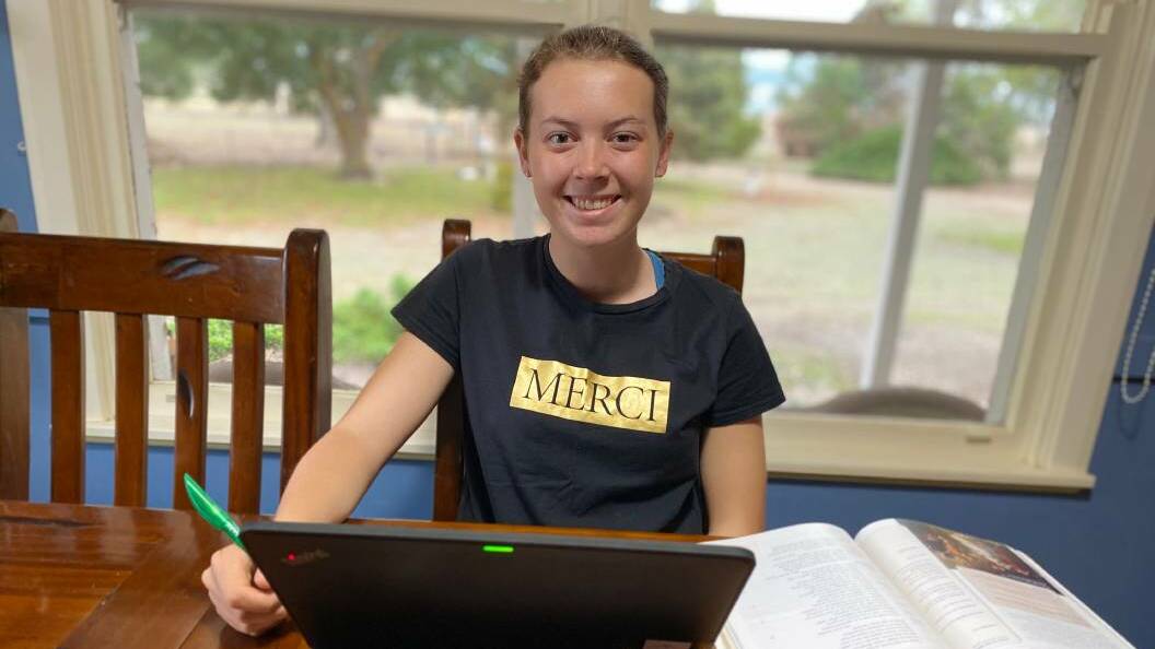 FAIR ATAR: Student Hayley Grigg studying year 12 VCE from home in semester 2. Picture: HAYLEY GRIGG