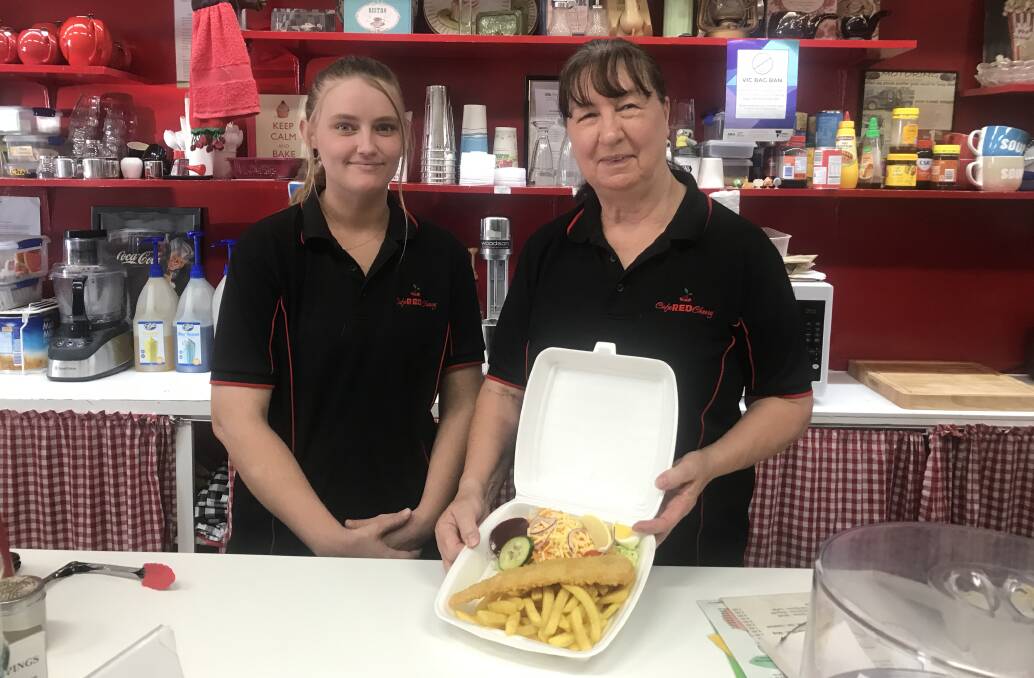 HOME DELIVERY: Cafe Red Cherry staff Alanah Saunders and Lyn Rogers are now offering home delivery service. Picture: TAYLOR PADFIELD