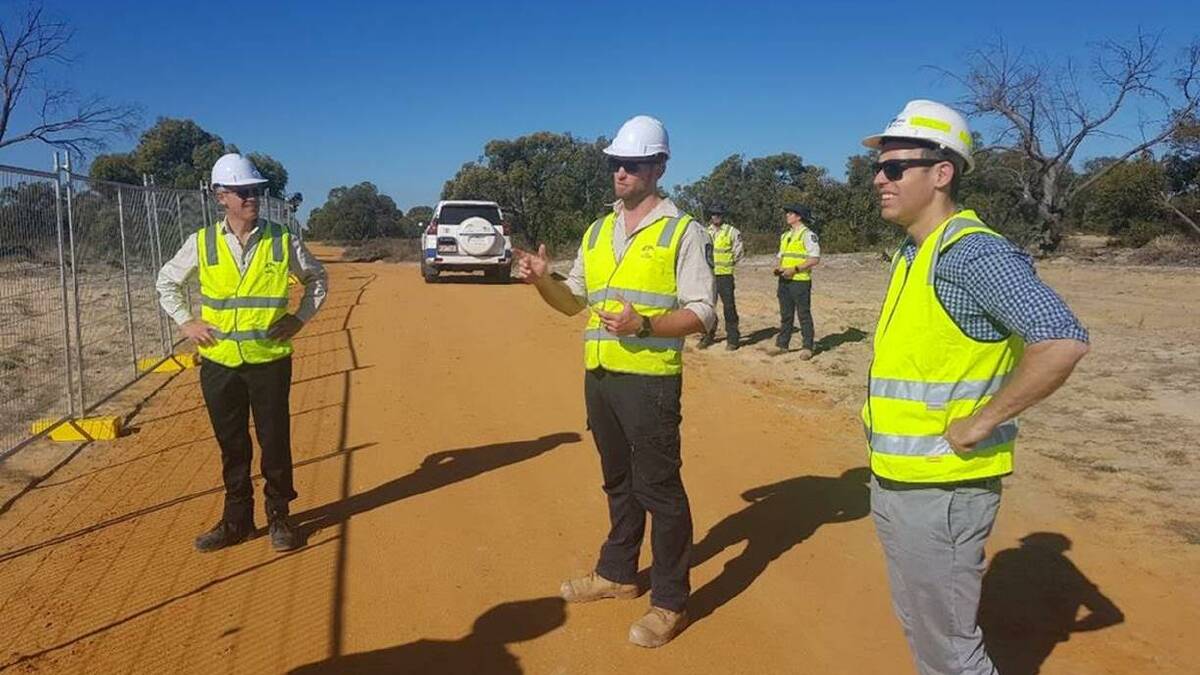 WORKS UNDERWAY: EPA High Risk Division Director Duncan Pendrigh (left), Project Manager Julian Bull (centre) and EPA Victoria CEO Lee Miezis inspecting on site earlier this month. 