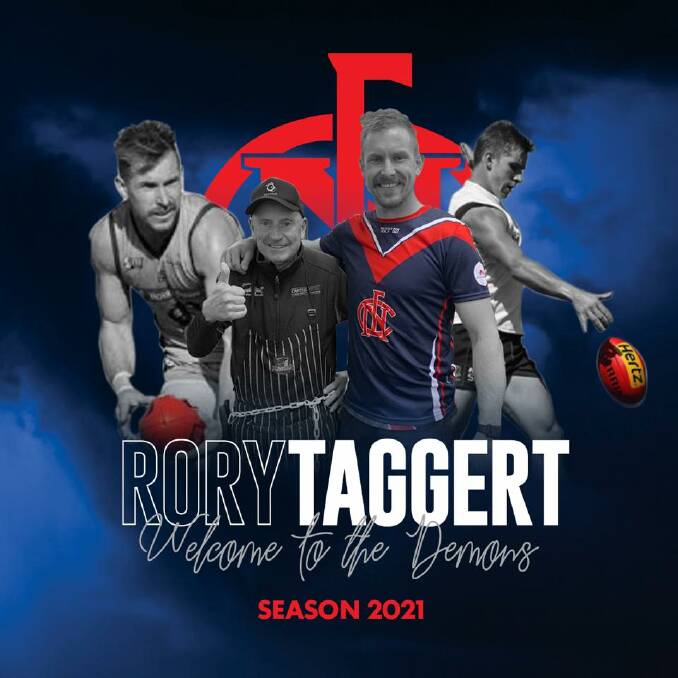 SIGNING: Former Melbourne Football Club player Rory Taggert will be wearing the red and blue of Naracoorte next year. Photo: Naracoorte Football Club.