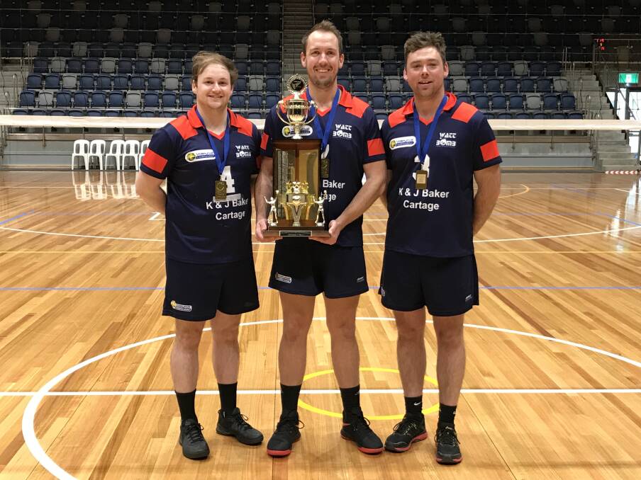 TEAM: Matthew Berry, Brady King and Tim Ladlow have been playing together for 16 years and finally win a division one country champs gold medal. 