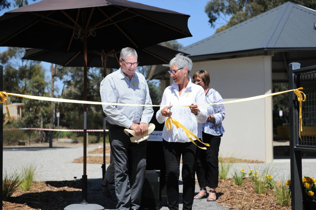 REMEMBER: Victorian Governor Linda Dessau and her husband Anthony Howard open Haven's remembrance rails at Haven's Remlaw fire commemoration service recently.