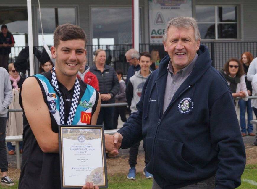 HONOUR: The round one winner of the Blue Ribbon Foundation Spirit of Football award is Jake Quarrell of the Swifts Under 17s football team.