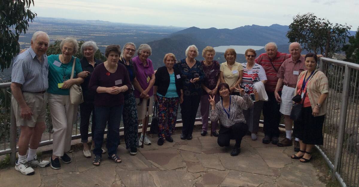 FUN: The `golden oldies' pictured having a ball at the Grampians National Park.