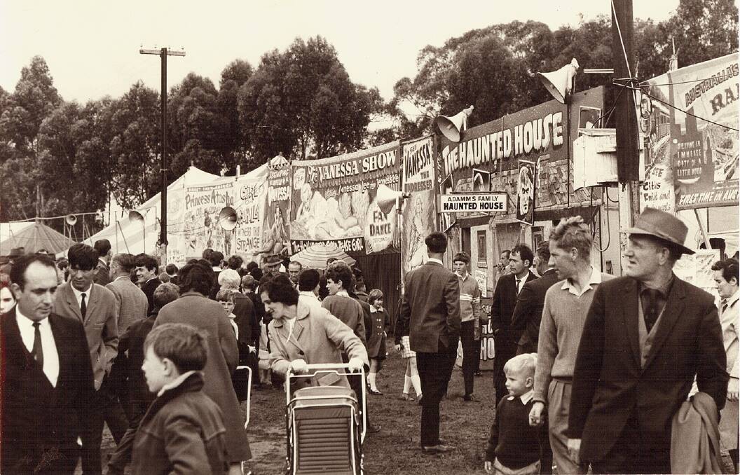 FAMILY FUN: The Horsham show's sideshow alley, pictured here probably sometime between 1950 and 1960, was filled with colour, noise and exotic surprises. This year marks 140 years. Picture: HHS009868 