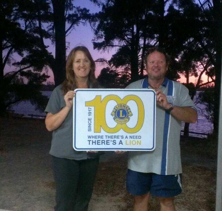 NEW: Julie- Anne McPherson and president Keith Fischer are pictured with the recently acquired centenary Lions sign to be erected at the Laharum Hall.
The new centenary Lions sign will be erected at the Laharum Hall which is the meeting place of the North West Lions Branch.