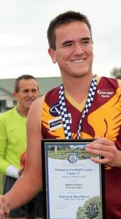 WELL DONE: Warrack Eagles' Patrick Lindsay is the Wimmera Football League's Spirit of Football Award winner.  