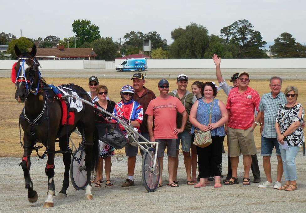 SUCCESS: Members of the Horsham Pacing Syndicate with their horse Sulem Joey after a win at Stawell. Picture: CONTRIBUTED