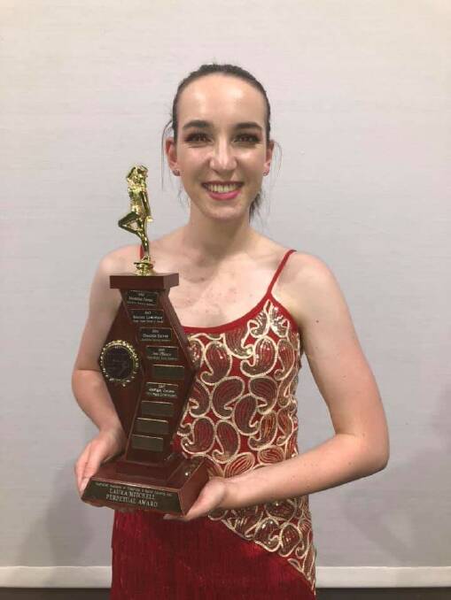 AWARD: Josie Thomas with the Laura Mitchell Perpetual Award after the Dancer's Zone concert.