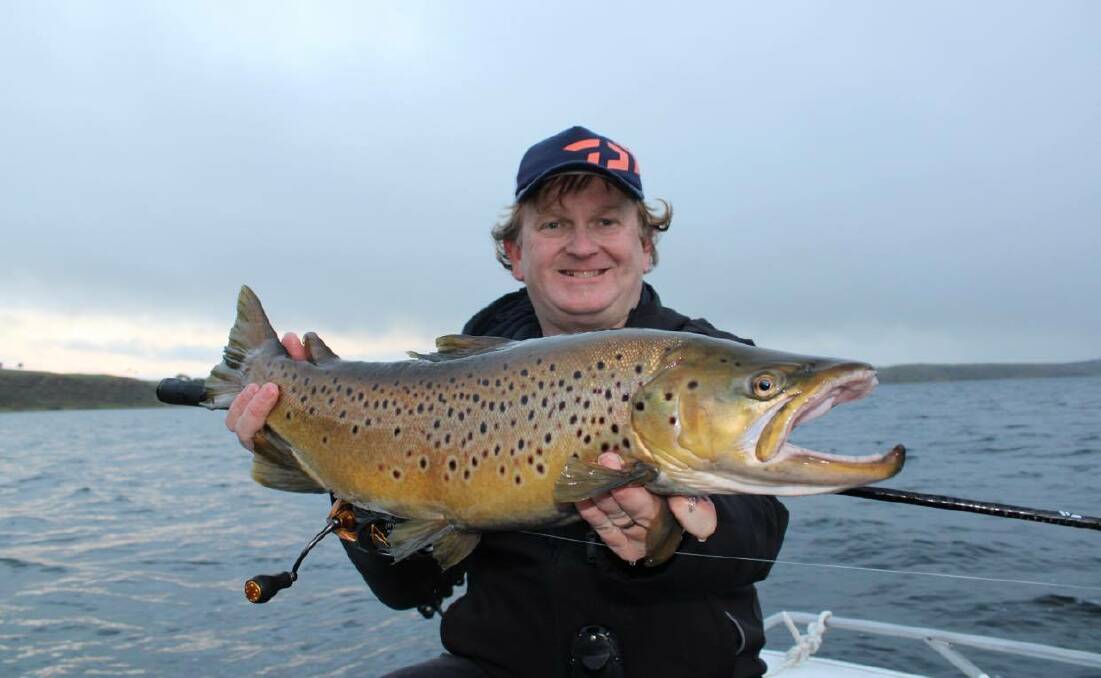 NICE ONE: Mark Gercovich with his 9lb Brown Trout from Lake Purrumbete.