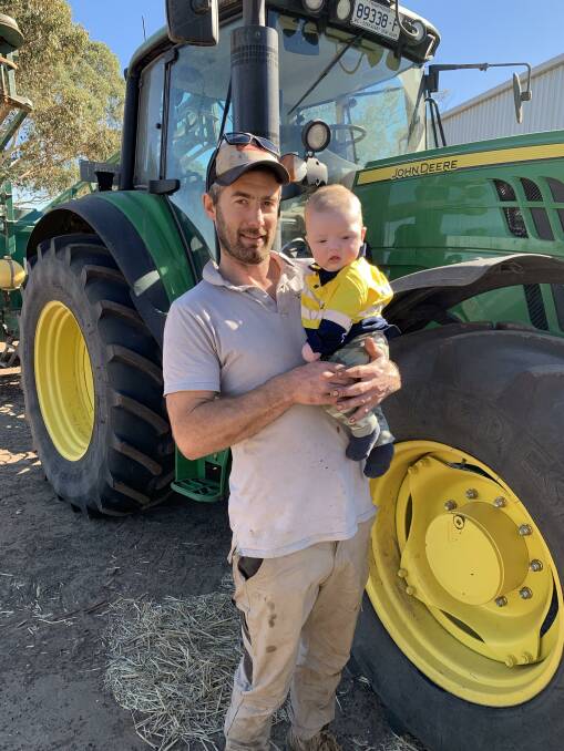 NEW ADDITION: Gerard Matthews, Brimpaen, is set to begin sowing and is pictured here with son Freddie.