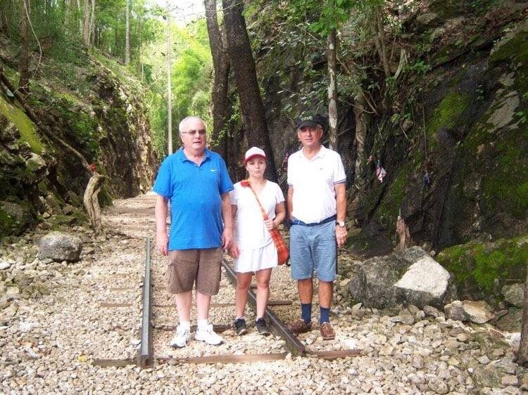 Howard Bye, Edwina Bye and Russell Bye at the Hellfire Pass in Thailand. Photo: Howard Bye. 