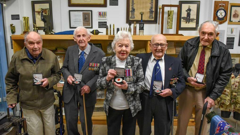  SERVICE RECOGNISED: Max Christmas, Don Bayles, Marie Brearley Harry Reeves and Ronald Jones at the service. Pictures: Paul Scambler