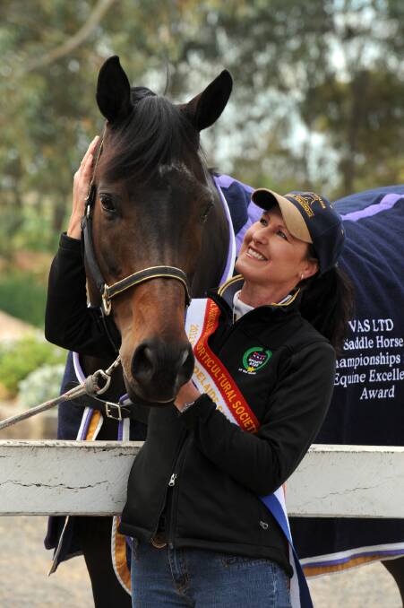 Kerryn Golder and her horse Moet winners at last week's Royal AdelaIde Show. Picture: PAUL CARRACHER