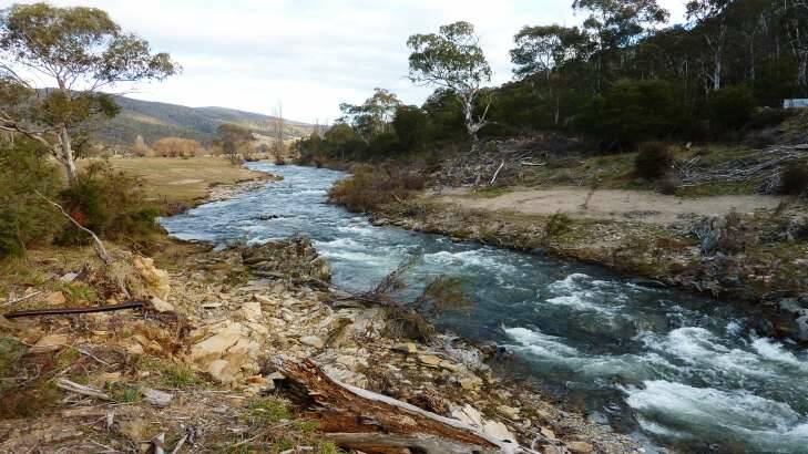 The floods of March 2012 have scoured out the banks Goodradgibee River which flows through the Brindabella Valley