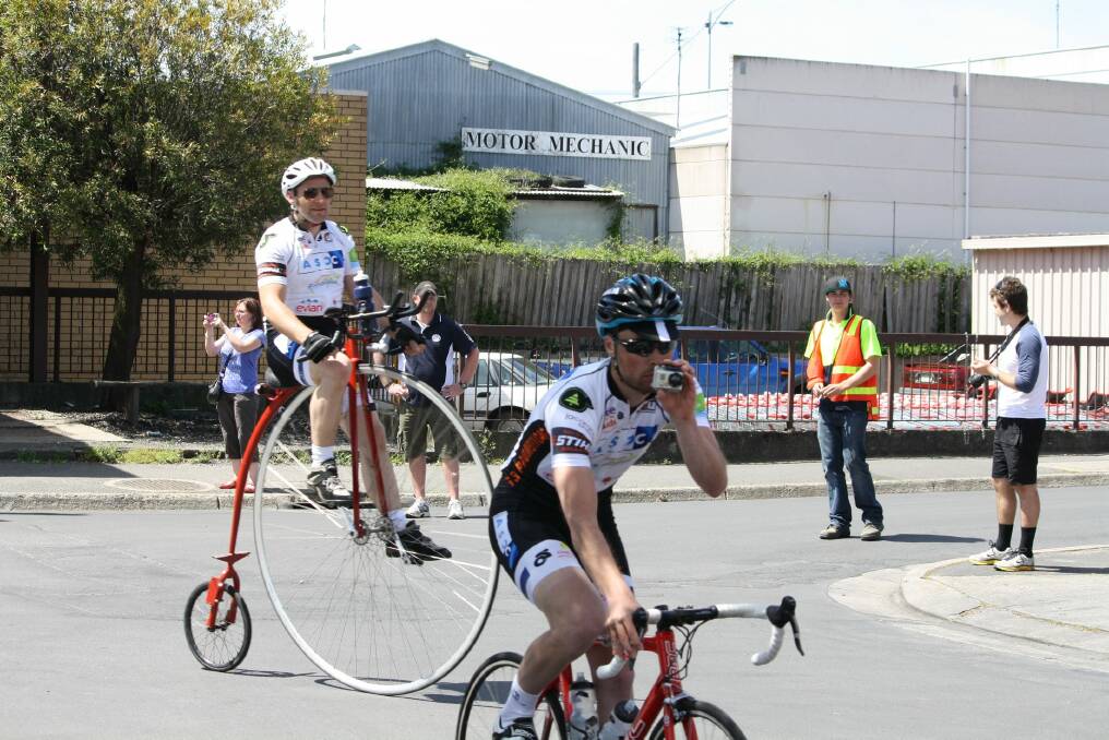 Dan Bolwell is riding high throughout the Ride for Kids event.