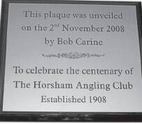 LEFT: The plaque that was unveiled by Bob Carine to commemorate the club's 100th year.