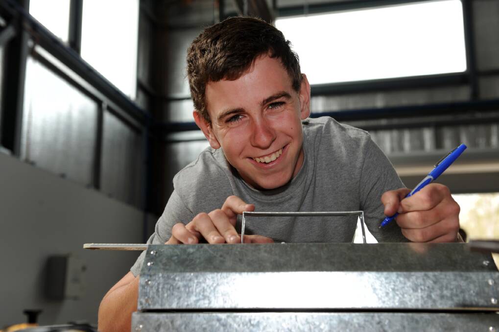 Student Jaxon Maconachie tests out the facilities at the University of Ballarat’s new plumbing centre in Horsham. Picture: PAUL CARRACHER