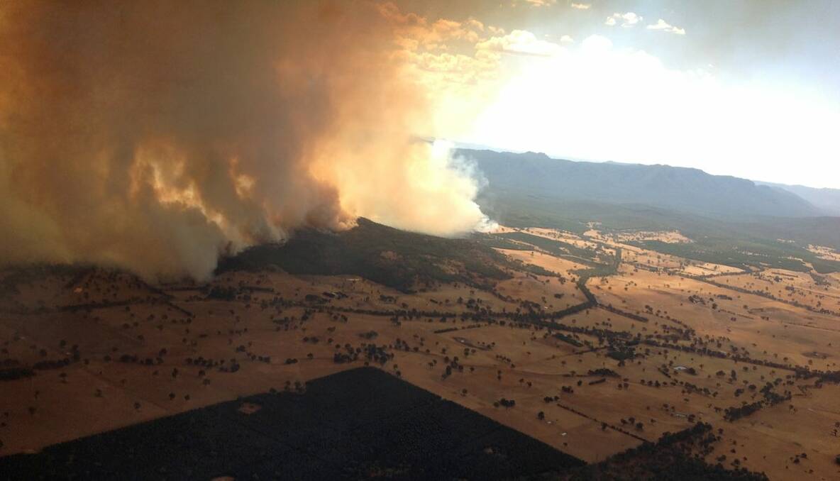 FROM THE SKY: The Grampians-Victoria Valley fire. PICTURE: WAYNE RIGG, CFA OPERATIONS OFFICER.