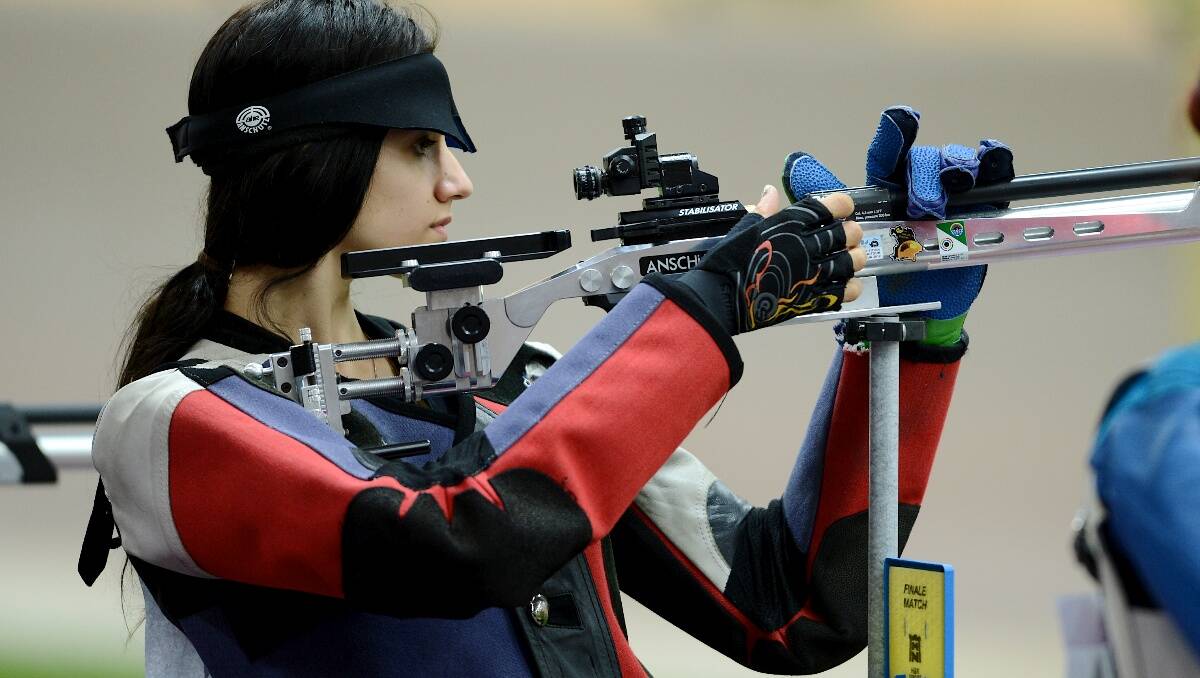 Alethea at the London Olympics 2012 Qualification round for the 10m air rifle for women.