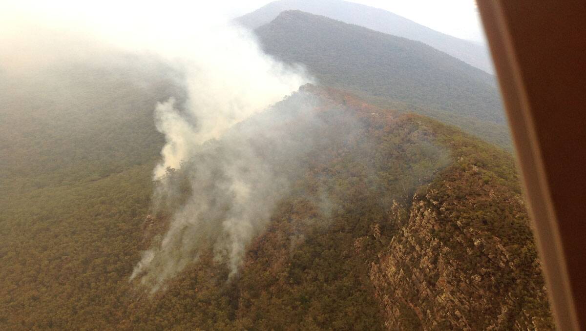 FROM THE SKY: The Grampians-Victoria Valley fire. PICTURE: WAYNE RIGG, CFA OPERATIONS OFFICER.
