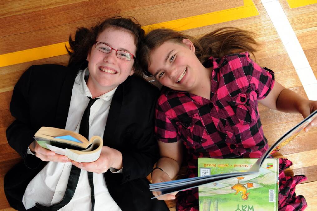 Kara Arrowsmith and Natasha Humberstone, gr 6, at Horsham Primary School Literacy and Numeracy week.