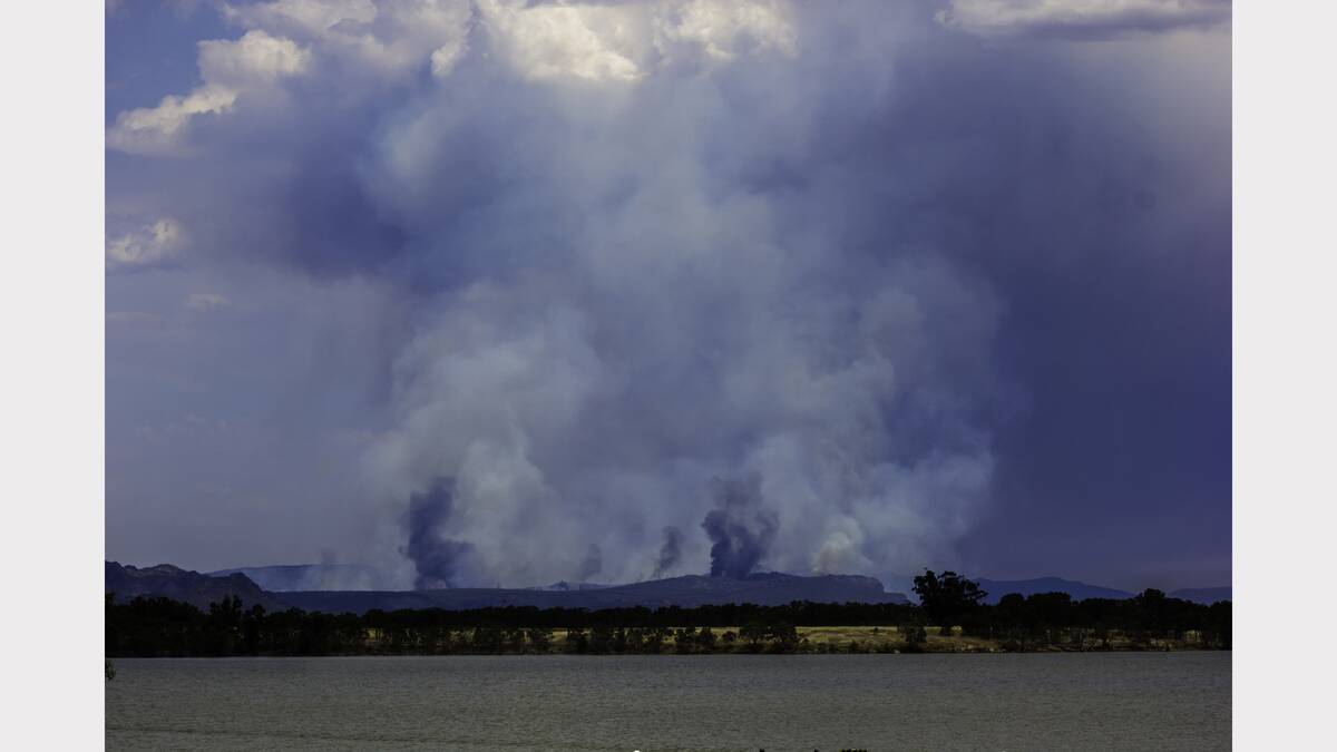 THURSDAY: Megan Elliott captured these photos of the Grampians fire from Green Lake and Longerenong Road.