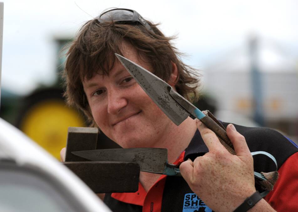 Australian champion blade shearer John Dalla gave demonstrations at the Nhill Show.